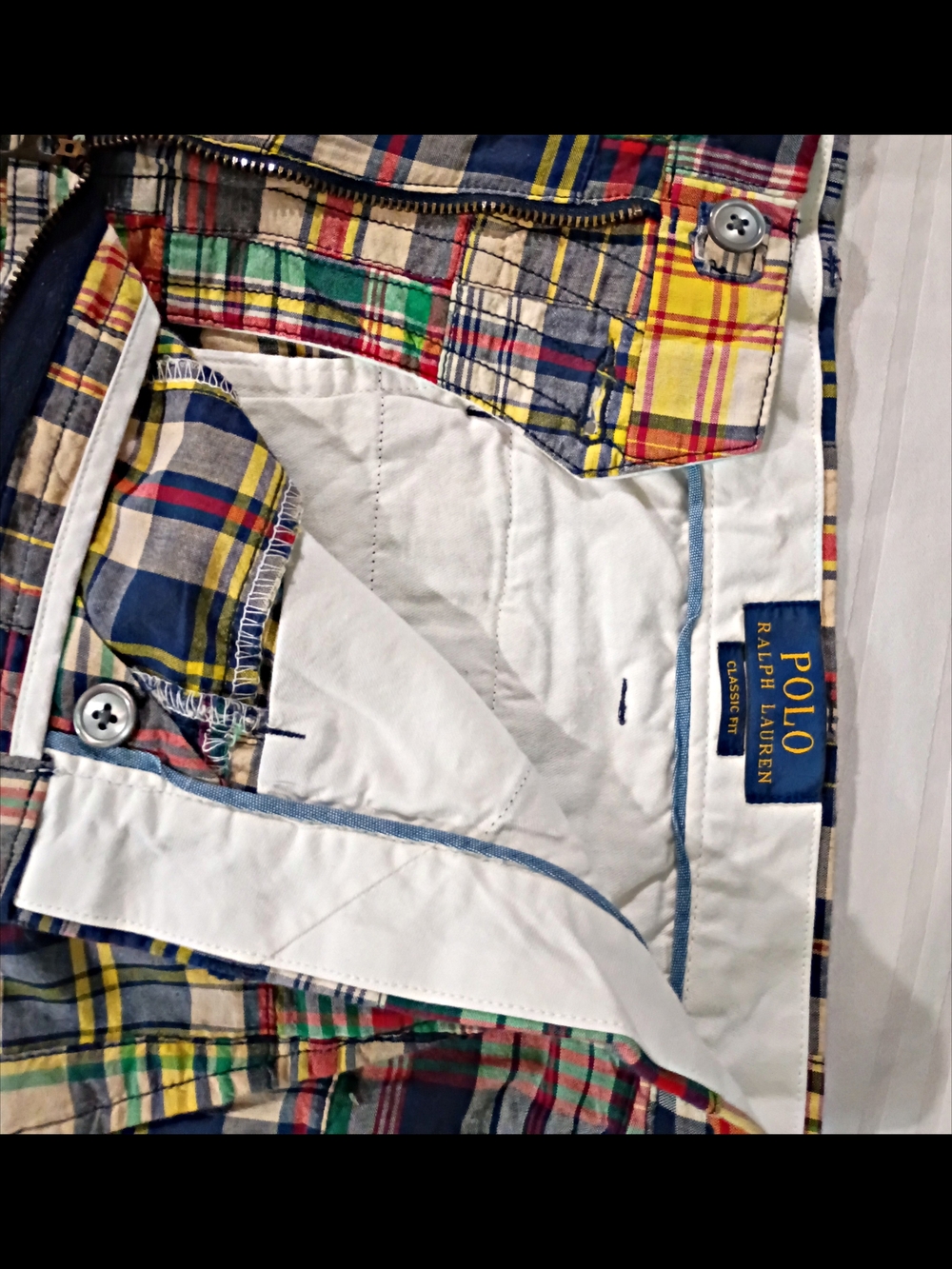 Polo Ralph Lauren Men's 38 Patchwork Madras Plaid Shorts 100% Cotton NWT - Picture 7 of 10